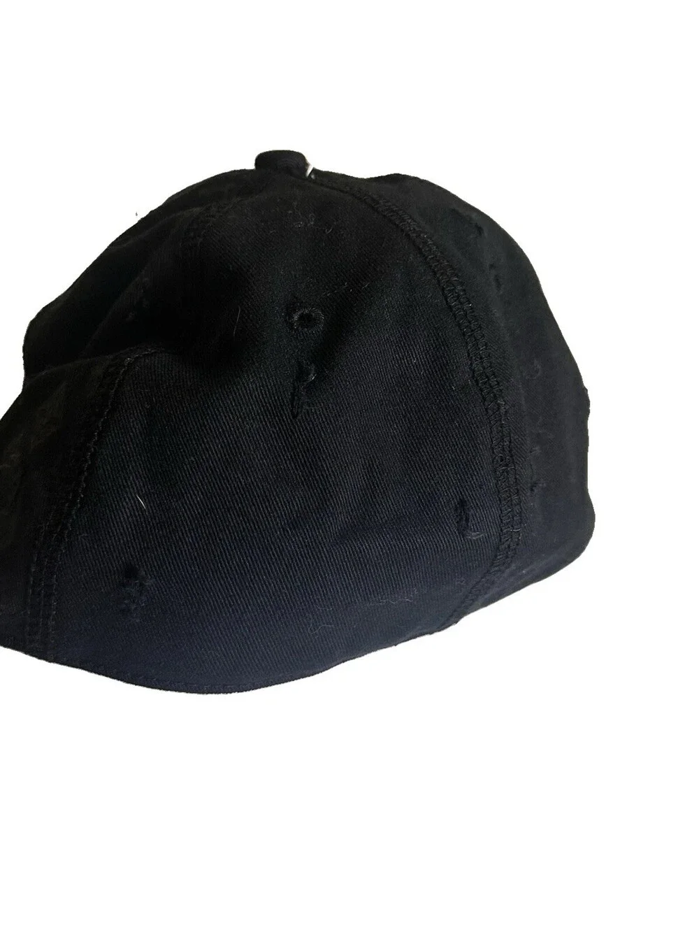 Y2K 2000’s Quiksilver Hat Skater Grunge Burnout Print Black Baseball Fitted Sz S